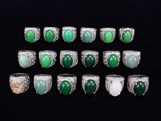COLLECTION OF JADE STONE RINGS