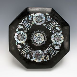 OCTAGONAL INLAID BOX WITH COMPARTMENTS 