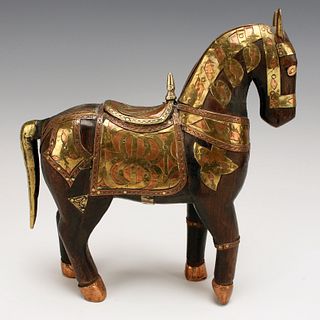 VINTAGE INDIAN CARVED WOODEN HORSE