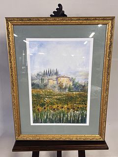 SIGNED NUMBERED PRINT OF WATERCOLOR SUNFLOWERS IN TUSCANY