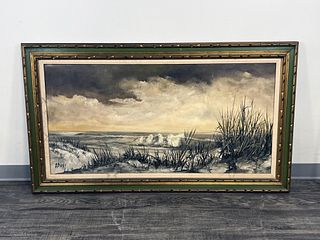 SIGNED J. BARRY SEASIDE OIL PAINTING 