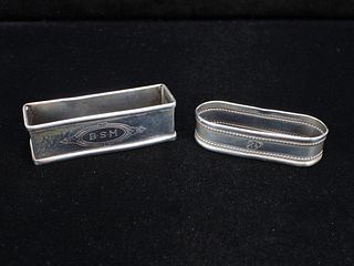 LOT OF TWO SILVER NAPKIN RINGS
