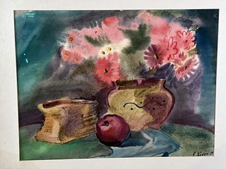 WATERCOLOR STILL LIFE OF FLOWERS