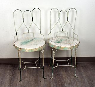 ANTIQUE ICE CREAM CHAIRS CONVERTIBLE TO STOOLS