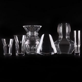 Group of Four Baccarat Glass Vases and Two St Louis Glass Vases