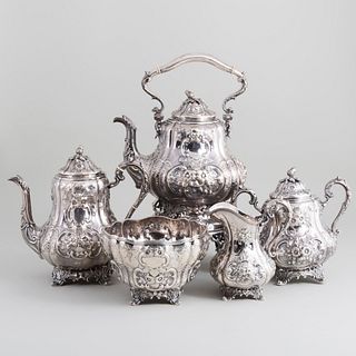 Ball, Black & Co., New York Coin Silver Five Piece Coffee and Tea Service