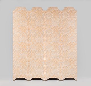 Four Panel Floral Fabric Covered Screen