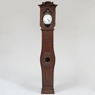 French Provincial Carved Oak Long Case Clock