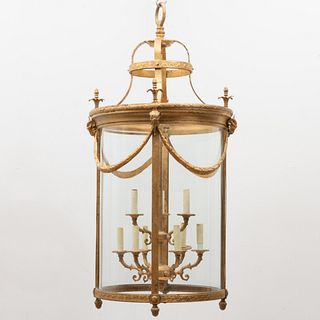 Large George III Style Gilt-Metal and Glass Nine-Light Lantern