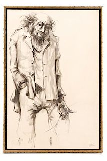 American School, "Untitled (Wild-Haired Man)", Ink