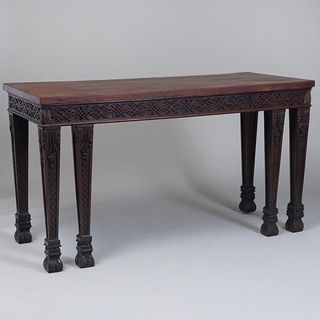George III Style Carved Mahogany Console Table