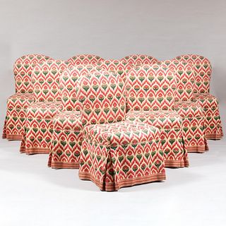Set of Ten Printed Linen Upholstered Dining Chairs, Designed by Bunny Williams
