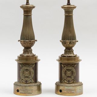 Pair of Restauration Gilt-Metal Lamps
