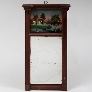 Small Federal Style Pier Mirror with Verre Eglomise Panel
