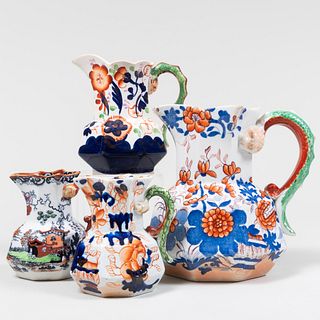 Group of Four English Ironstone Pitchers