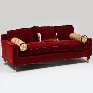 George Smith Sofa Upholstered in Corragio Mahogany Velvet Fabric