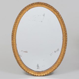 Late George III Oval Giltwood Mirror