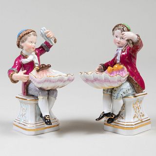 Pair of Meissen Porcelain Figural Salts