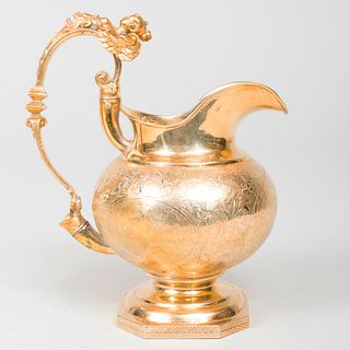 Continental Silver Gilt Milk Jug with Later Sterling Handle