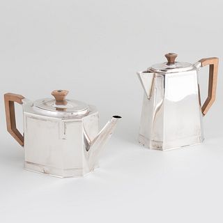 Art Deco Style Silver Plate Tea and Coffee Pots
