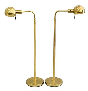 A Pair of Brass Hansen Mid Century Modern Adjustable Floor Lamps