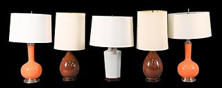 Group of Five Chinese Style Vase Table Lamps
