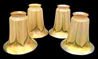 Set of Four Luster Art Glass Shades