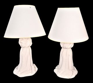 A Pair of John Dickinson Style Draped Plaster Table Lamps