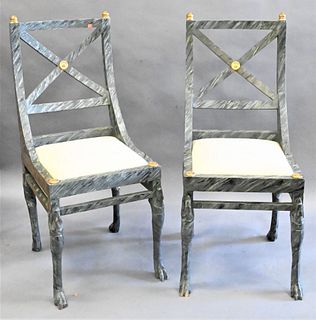 Set of 11 Paint Decorated Chairs