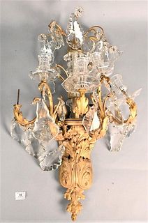 Large Bronze and Crystal Sconce