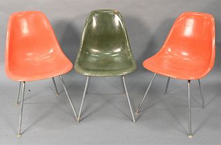 Three Herman Miller Fiberglass Shell Eames Chairs