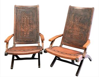 A Pair of Angel Pazmino Leather Folding Chairs