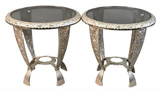 A Pair of Chrome End Tables