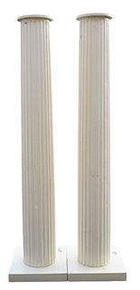 A Pair of Wooden Fluted Pillars
