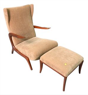 Italian Mid Century Modern Chair and Ottoman