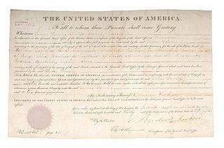 Andrew Jackson Signed Land Grant 