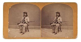 Buffalo Bill With Rifle, Stereoview by Eaton, Omaha, Nebraska 