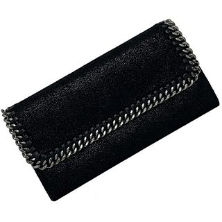 Stella McCartney Long Bi-Fold Wallet Black Silver Falabella 430999 Polyester STELLA McCARTNEY Chain Ladies