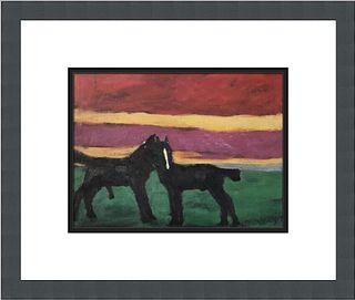 Emil Nolde Young Black Horses Custom Framed Print
