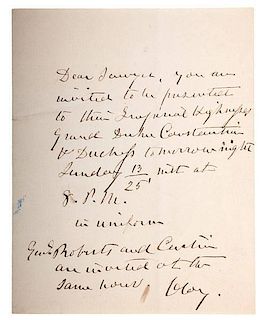 Cassius Marcellus Clay, Signed Invitation as Lincoln's Ambassador to Russia, Ca 1861-1862 