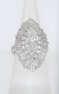 Custom Hand Made Platinum 5ct Diamond Cluster Ring