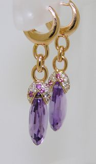 Pomellato 18k Rose Gold Amethyst Diamond Earrings
