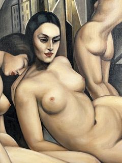 Signed Tamara de Lempicka, "Nude" Oil Painting