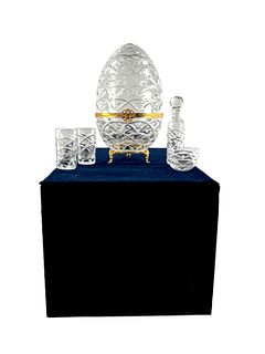 EGG BAR FABERGE CRYSTAL FOR VODKA AND CAVIAR FOR 2