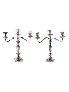 Large PAIR of Silver Plated Candelabras