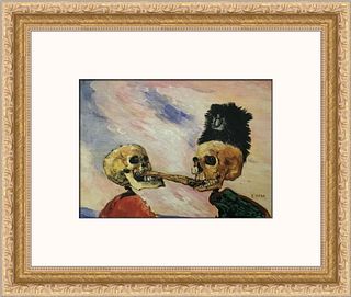 James Ensor Skeletons Fighting over a Pickled Herring Custom Framed Print
