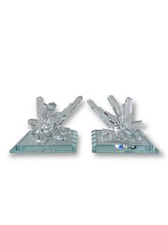 Pair of Crystal Glass Bookends