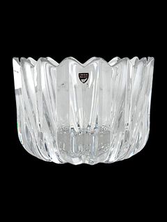 Vintage Signed Glass Crystal Orrefors Fluted Vase