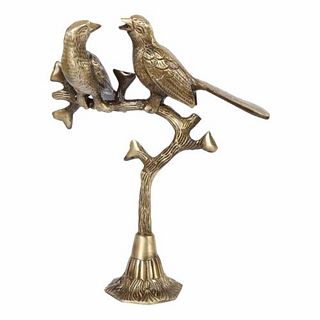 Antique Brass Twin Parrot Love Birds Sculpture9.5"