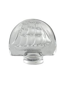 LALIQUE FRANCE CRYSTAL SAILING SHIP PAPERWEIGHT